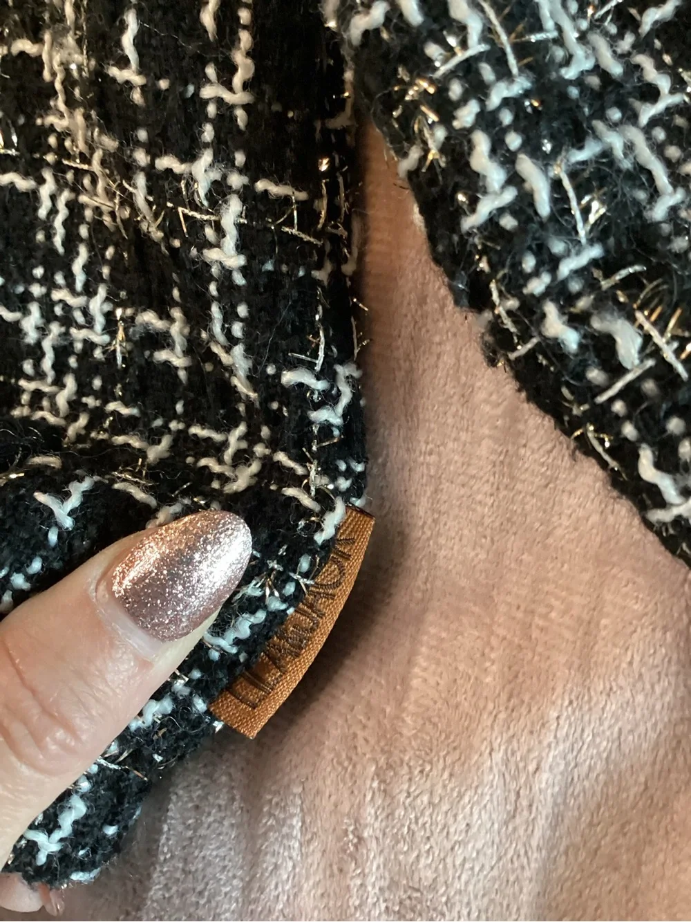 Toddler Girls' Black & White Tweed Cropped Jacket